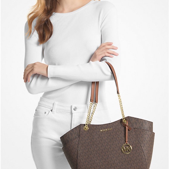 Michael Kors Jet Set Large Signature Logo Shoulder Bag - Picture 1 of 11